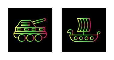 Infantry Tank and Viking Ship Icon vector