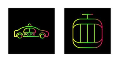 Police Car and Cable Car Icon vector