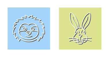 Sloth and Rabbit Icon vector