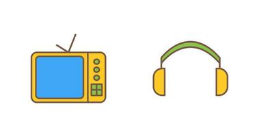 televisión conjunto y auriculares icono vector