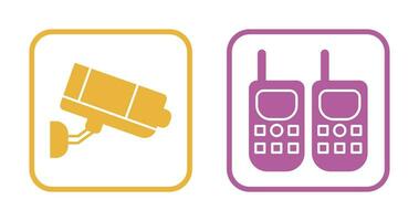 CCTV Camera and Walkie Talkie Icon vector