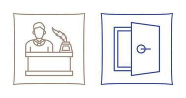 magistrado y puerta icono vector