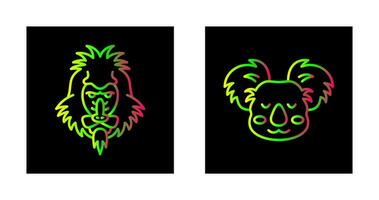 mandril y coala icono vector