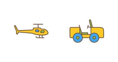 helicóptero y safari icono vector