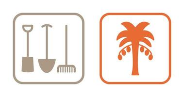 Gardening Tools and Palm tree Icon vector