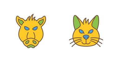 Pig and Cat Icon vector