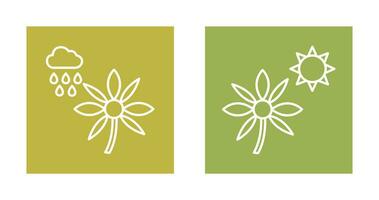 Flower with rain and Flower  Icon vector