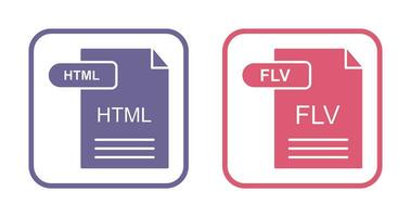 html y flv icono vector