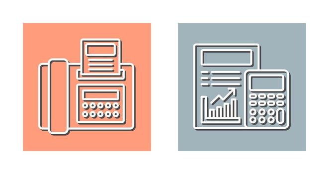 Fax and calculating Icon vector