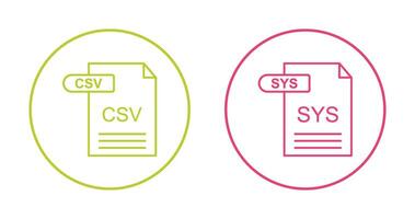 CSV and SYS Icon vector