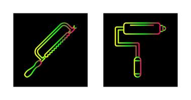 Hacksaw and Paint Roller Icon vector