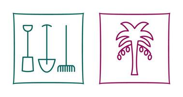 Gardening Tools and Palm tree Icon vector