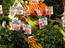 Fresh vegetables on display photo