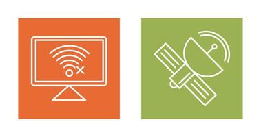 Disconnected Network and Satellite Icon vector