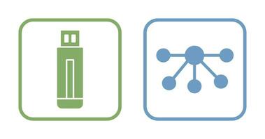 USB Drive and Nodes Icon vector