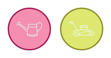 Watering tool and Lawn Mower Icon vector