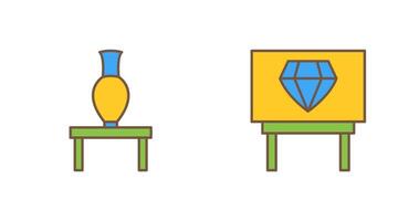 Vase Exhibit and Diamond Exhibit Icon vector