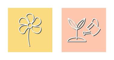 pequeño flores y creciente planta icono vector