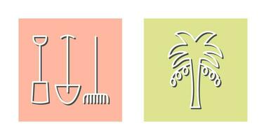 Gardening Tools and Palm tree Icon vector