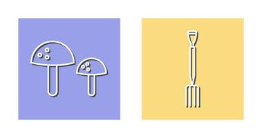 Mushrooms and Gardening Fork Icon vector