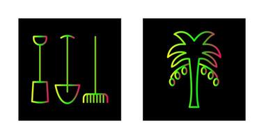 Gardening Tools and Palm tree Icon vector
