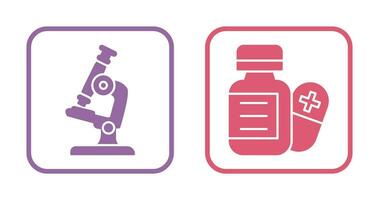 Microscope and Pill Icon vector