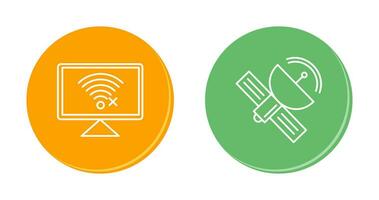 Disconnected Network and Satellite Icon vector