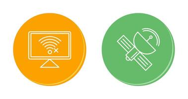 Disconnected Network and Satellite Icon vector