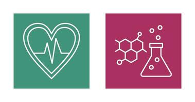 Cardiogram and Chemistry Icon vector