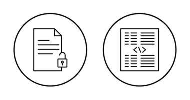 unlock document and piece of code Icon vector