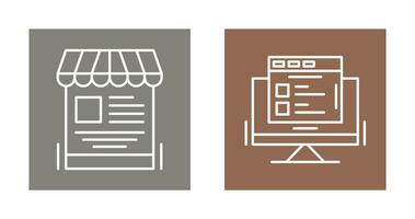 móvil tienda y buscar producto icono vector