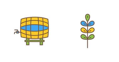 Barrel with Tap and Barley Icon vector