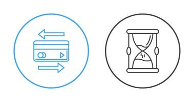 transacción y reloj de arena icono vector