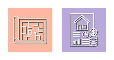 Blueprint and loan Icon vector