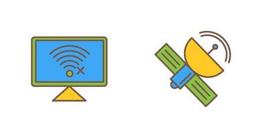 Disconnected Network and Satellite Icon vector