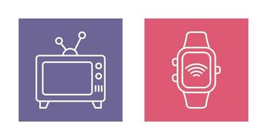 televisión y inteligente reloj icono vector