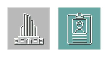 Id Card and Office Building Icon vector