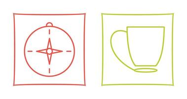 compass and coffee cup Icon vector