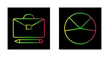 maletín y tarta gráfico análisis icono vector