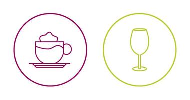 latté y vino vaso icono vector