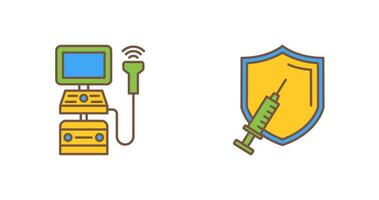 Ultrasound Machine and Vaccination Icon vector