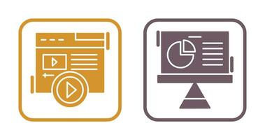Video Content and Pie Chart Icon vector