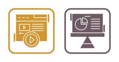 vídeo contenido y tarta gráfico icono vector