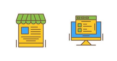 móvil tienda y buscar producto icono vector