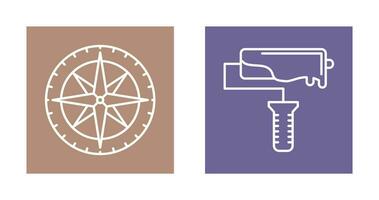 Compass and Roller Icon vector