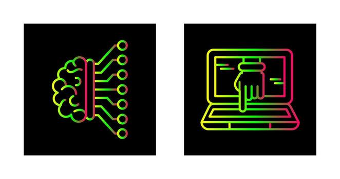 máquina aprendizaje y hackear icono vector