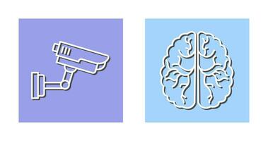 Security Camera and Brain Icon vector