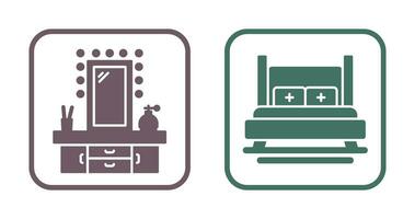 Dressing Table and Bed Icon vector