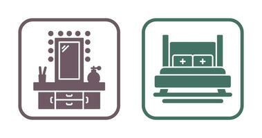 Dressing Table and Bed Icon vector