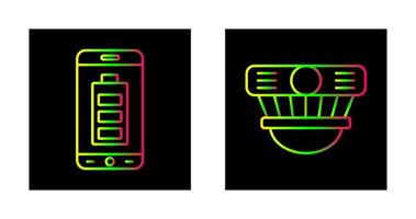 móvil batería y detector icono vector